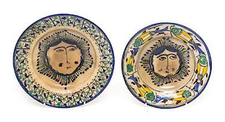 * Two Zand or Qajar Faience Bowls Diameter of largest 9 1/4 inches.