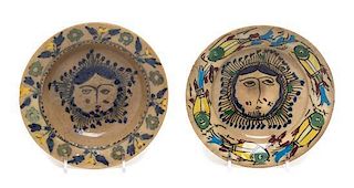 * Two Zand or Qajar Faience Bowls Depth 6 5/8 inches.