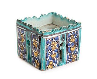 * A Moroccan Pottery Inkwell Height 2 1/2 inches.