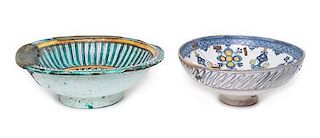 * Two Islamic Faience Footed Bowls Diameter of largest bowl 14 3/8 inches.