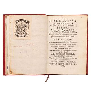 Fabián y Fuero, Francisco. Colección de Providencias dadas a fin de Establecer la Santa Vida Común. Puebla, 1770. 1era edición.