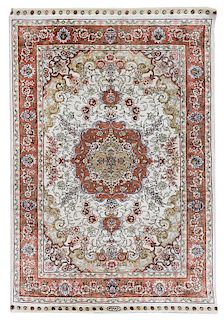 A Persian Silk Mat 3 feet x 2 feet 1 inch.