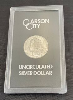 1884 CC Uncirculated Morgan Silver Dollar in Display Case with original box and COA