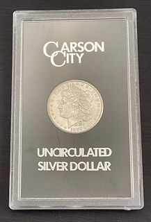 1880 CC Uncirculated Morgan Silver Dollar in Display Case with original box and COA