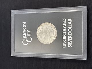 1881 CC Uncirculated Morgan Silver Dollar in Display Case with original box and COA