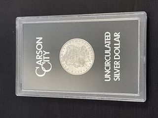 1882 CC Uncirculated Morgan Silver Dollar in Display Case with COA,
