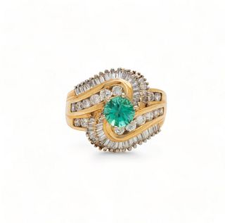 Colombian Emerald, Diamond & 14k Yellow Gold Ring, 8g Size: 6.5