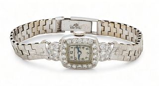 Hamilton (American) 18kt White Gold And Diamond Wristwatch, L 6.5" 23g