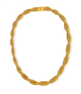 Henri Poincot 18kt Yellow Gold Byzantine Link Necklace, L 16.5" 52g