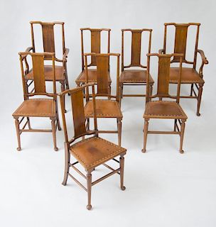 English Arts & Crafts Twelve Dining Chairs
