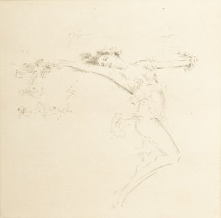 Troy Kinney (American, 1871-1938) Etching on Paper, "Dancer", H 6.5" W 6.5"
