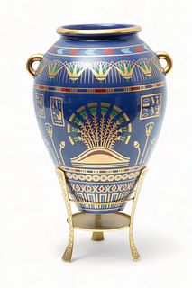 The Golden Vase of Bast, Egyptian Porcelain Vase, Franklin Mint H 10.5"