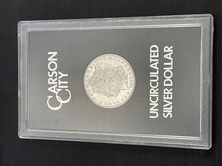 1883 CC Uncirculated Morgan Silver Dollar in Display Case COA