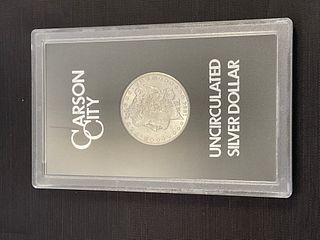 1884 CC Uncirculated Morgan Silver Dollar in Display Case with original box and COA,