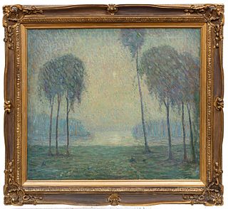Ernest Harrison Barnes (American, 1873-1955) Oil on Canvas, "Impressionist Landscape", H 24" W 30"