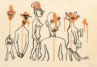 Alexander Calder (American, 1898-1976) Lithograph in Colors on BFK Rives Paper, 1966, "Criminel Au Milieu", H 18.6" W 25.5"