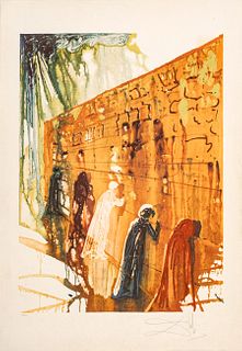 Salvador Dali (Spanish, 1904-1989) Lithograph in Colors with Embossing on Paper, "Wailing Wall", H 30" W 22"