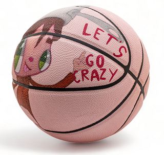 Mira Mikati X Javier Calleja Printed Basketball Pink  2023, Let's Go Crazy, Dia. 9.4"