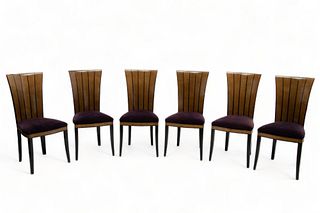 Eliel Saarinen (American) Art Deco Designed Set of 6 Side Chairs, H 37" W 17.5" 6 pcs