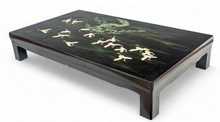 Japanese Lacquer with Inlay Chabudai Table, Ca. Later 20th C., H 15.25" W 47.25" L 83"