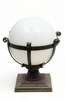 Wrought And Cast Iron Exterior Globe Lamp H 30" Dia. 24"