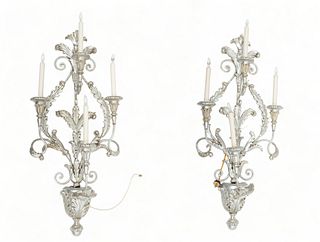 Pair of Rococo Style Four Light Sconces, H 37" W 16" Depth 8"