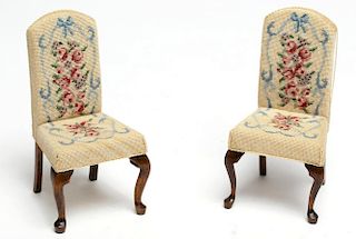 L Pinkston Pair Dollhouse Georgian Side Chairs.