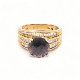 Lavender-Purple Tourmaline, Diamond & 14k Yellow Gold Ring, 7g Size: 7