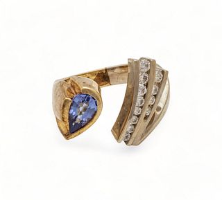 Diamond And Blue Tourmaline Ring