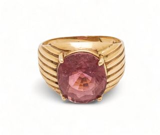 Pink Tourmaline And 14k Gold Ring, 5g Size: 6.75
