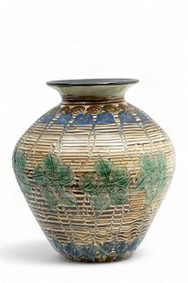 Herman August Kahler (Danish, 1846-1917) Art Pottery Vase, Ca. 1900, H 17" Dia. 14"