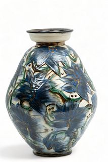 Herman August Kahler (Danish, 1846-1917) Art Pottery Vase, Ca. 1900, H 15" Dia. 10"