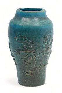 Pewabic Pottery (Detroit, Est. 1903) Figural Vase, H 12" Dia. 7"