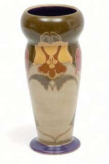 Art Nouveau Style Ceramic Vase, Ca. 1920, H 9" Dia. 4"