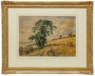 George Arthur Fripp, R.W.S. (British, 1813-1896) Watercolor on Paper Ca. 1851, "Leigh, Essex", H 13.5" W 19.25"