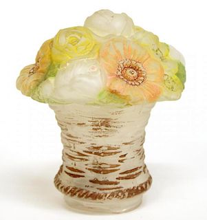 Pairpoint Puffy Painted Flower Basket Lampshade