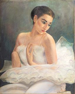 C. W. Boryadi Oil on Canvasboard,  1951, "Ballerina", H 30" W 24"