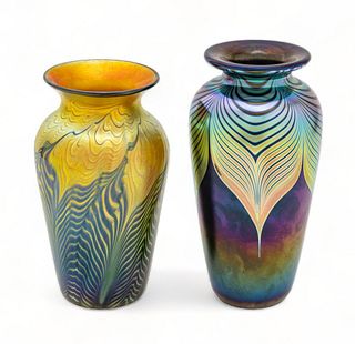 American Contemporary Art Glass Vases Ca. 1990, 2 pcs