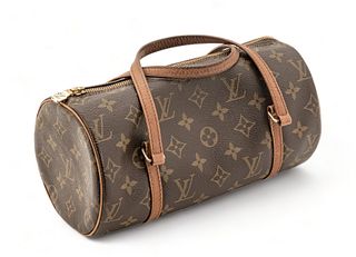 Louis Vuitton (French) Monogrammed Leather Barrel Handbag, H 5" W 10" Depth 5"