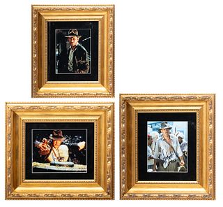 Harrison Ford Autographed Indian Jones Photograph with Two Additional Framed Images, H 9.75" W 7.75" 3 pcs