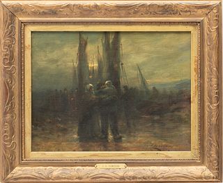 John Ambrose Donovan (American, 1871-1941) Oil on Canvas Board, Ca. 1903, "Home Again", H 10" W 13"