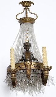 Rococo-Style Bronze & Crystal Sconce