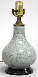 Asian Crackle Glaze Grey Ceramic Lamp