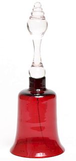 Hand-Blown Cranberry & Clear Glass Dinner Bell