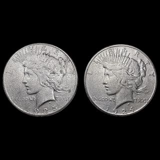 [2] Peace Silver Dollars [1924-S, 1925-S] CLOSELY