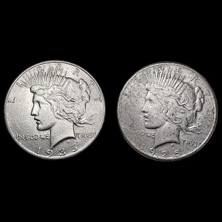 [2] Peace Silver Dollars [1925-S, 1935] CLOSELY UN
