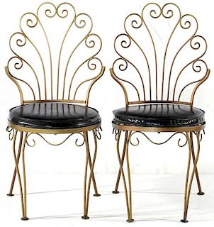 Pair Gilt Metal Ice Cream Parlor Chairs