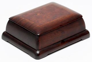 Small Hand-Carved & Inlaid Burlwood Trinket Box