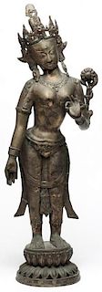 Large Southeast Asian Cast Brass Bodhisattva