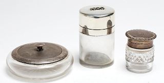 3 Victorian Silver & Cut Glass Vanity Jars